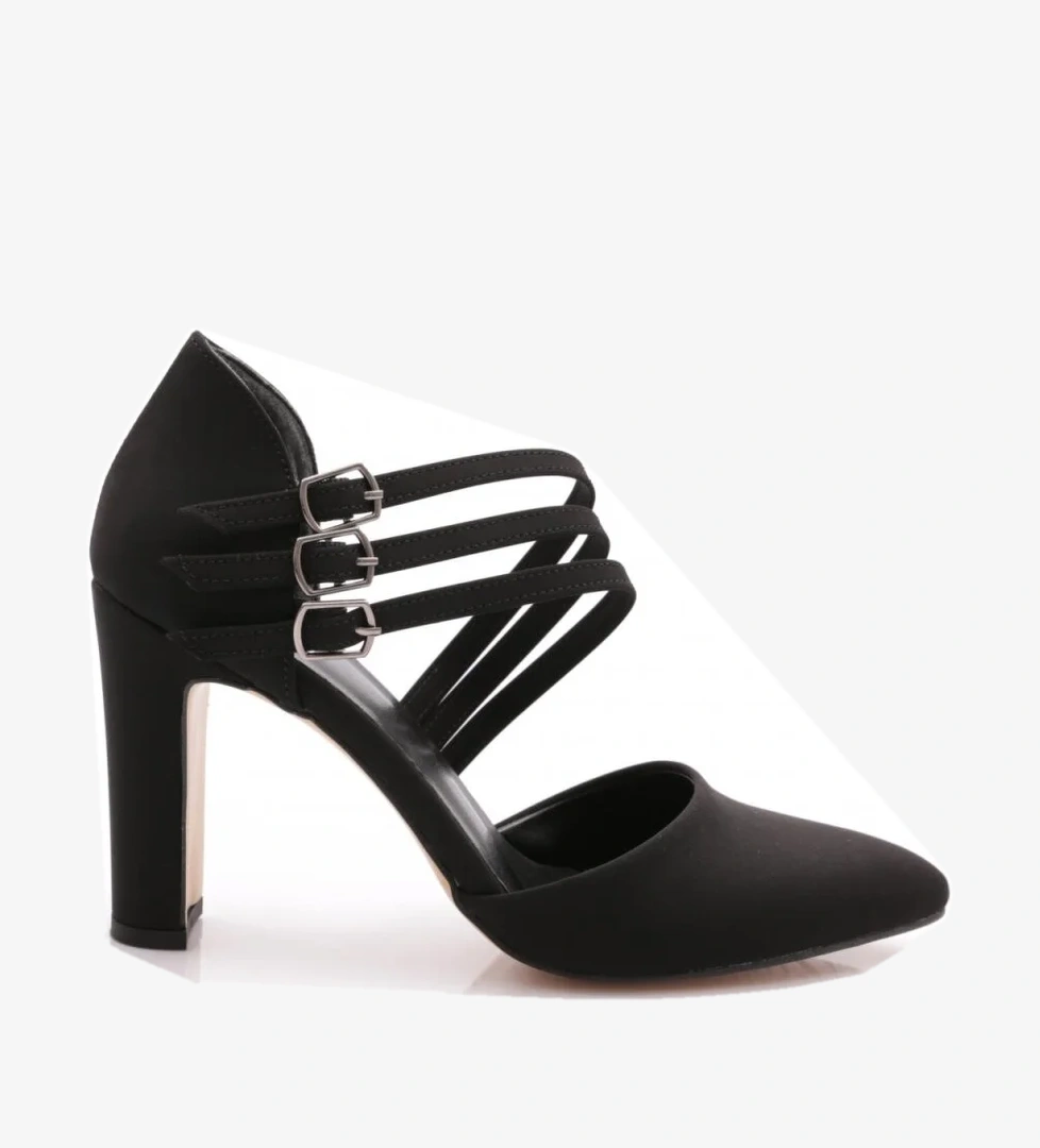 318 Kadin Kalin Topuklu Bileği Kemerli Topuklu Ayakkabi