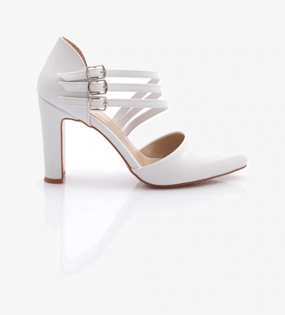 318 Kadin Kalin Topuklu Bileği Kemerli Topuklu Ayakkabi