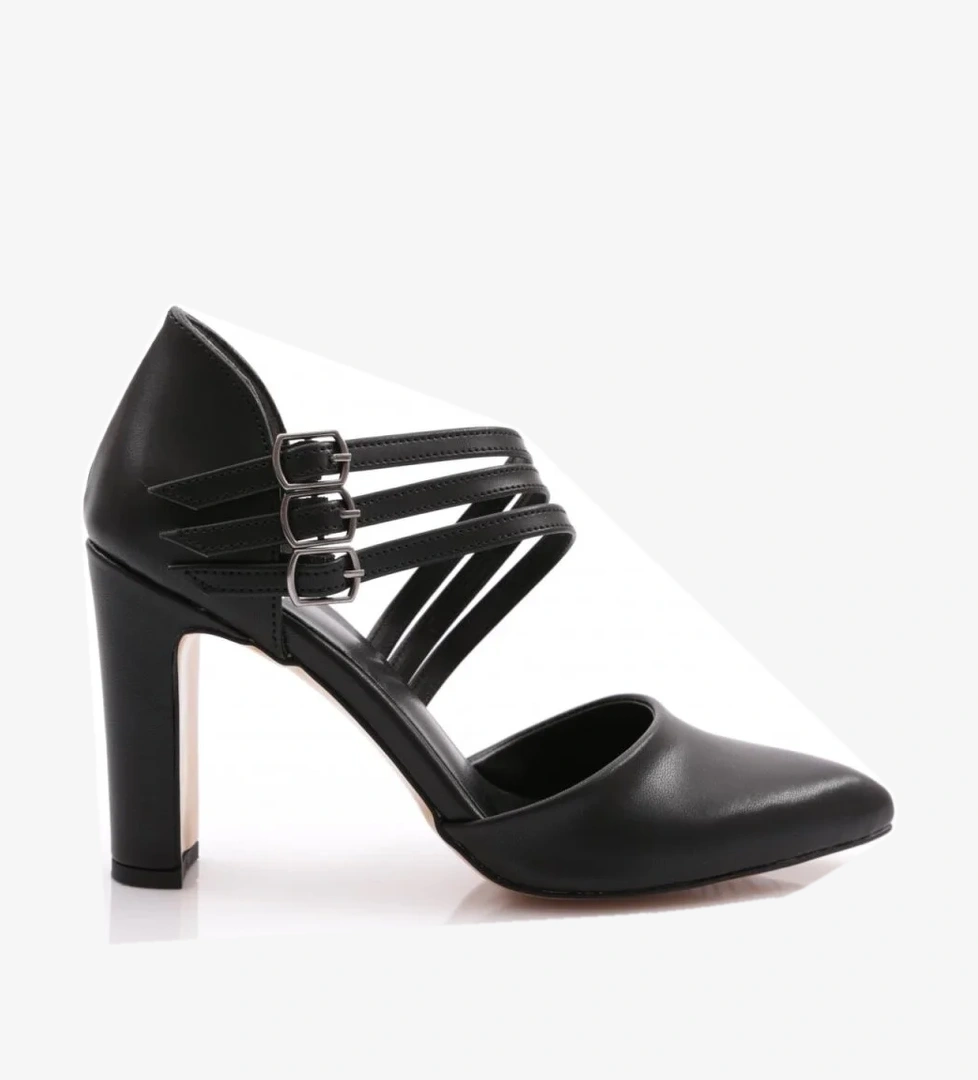 318 Kadin Kalin Topuklu Bileği Kemerli Topuklu Ayakkabi