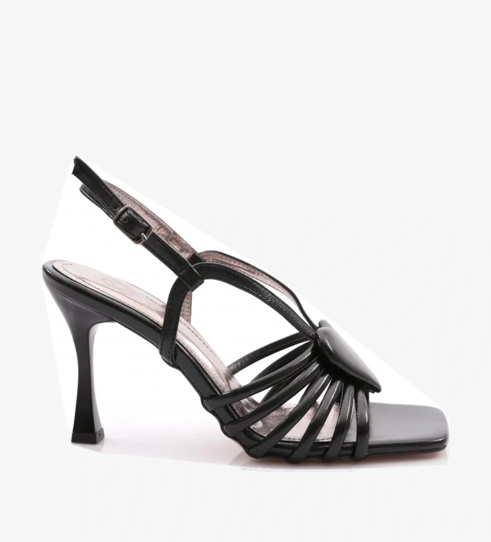 4030 Kadin Kalp Desenli Topuklu Ayakkabi