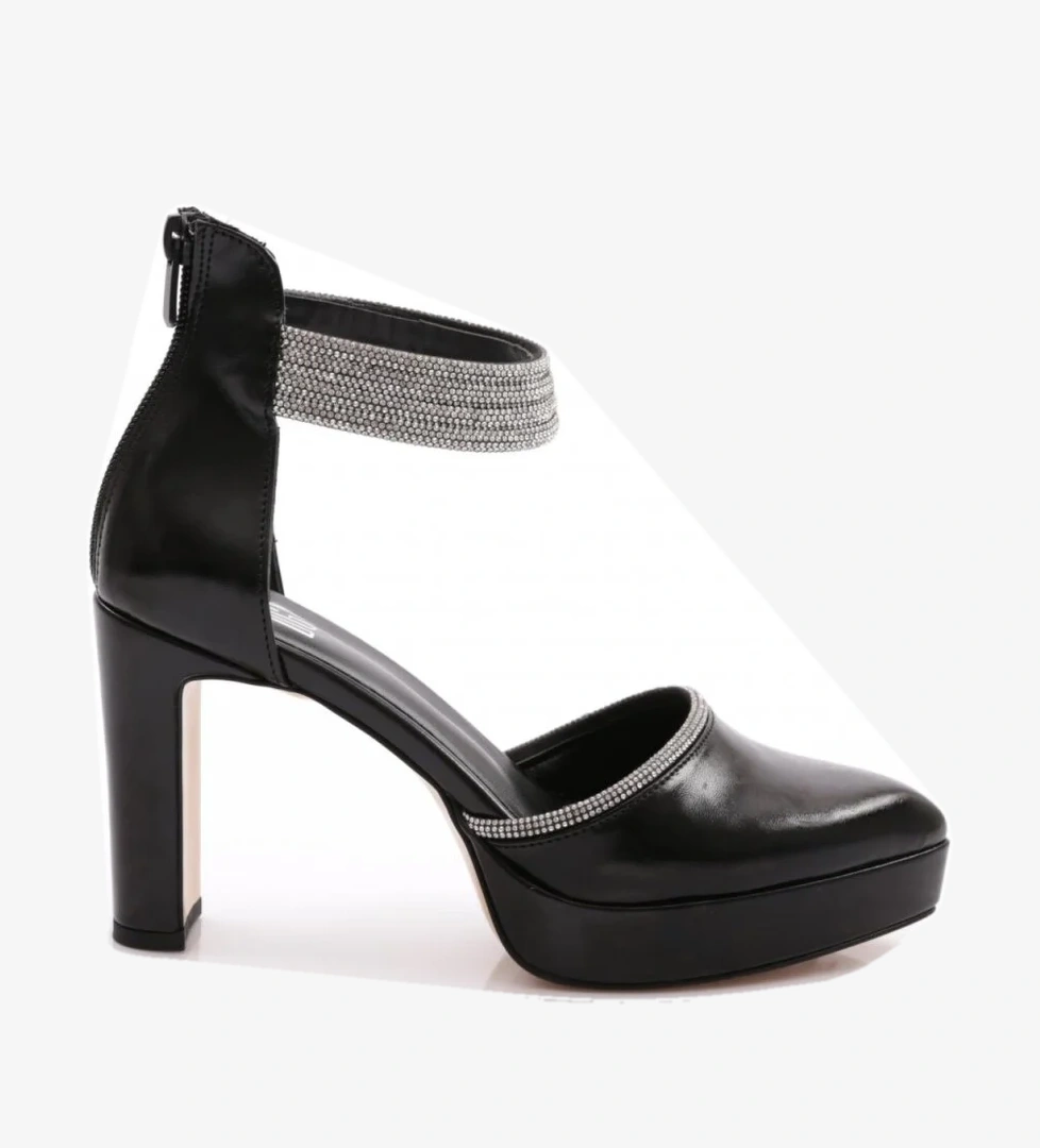 215 Kadin Bileği Taş İşlemeli Topuklu Ayakkabi - Görsel 1