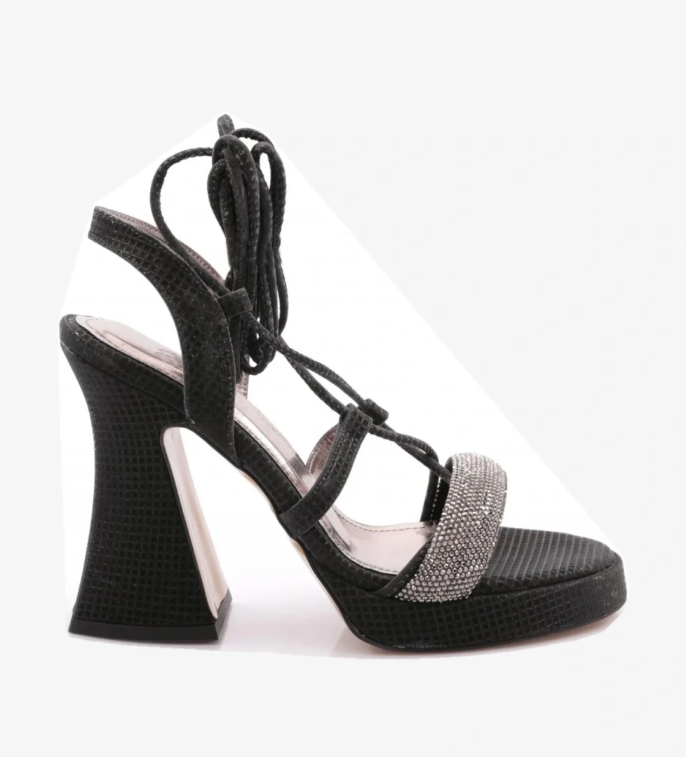 3010 Kadin İp Detayli Topuklu Ayakkabi