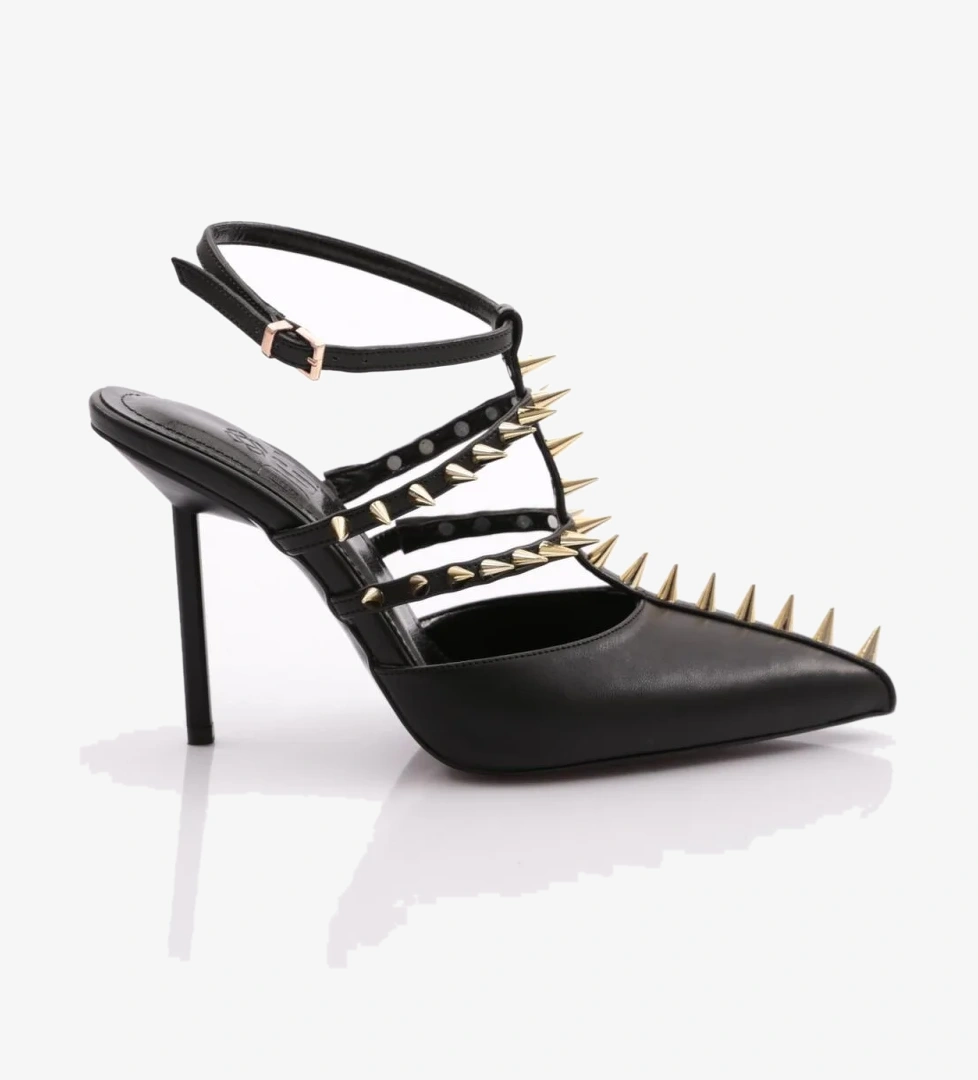 4534 Kadin Metal Dikenli Topuklu Abiye Ayakkabi