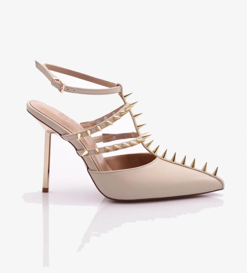 4534 Kadin Metal Dikenli Topuklu Abiye Ayakkabi