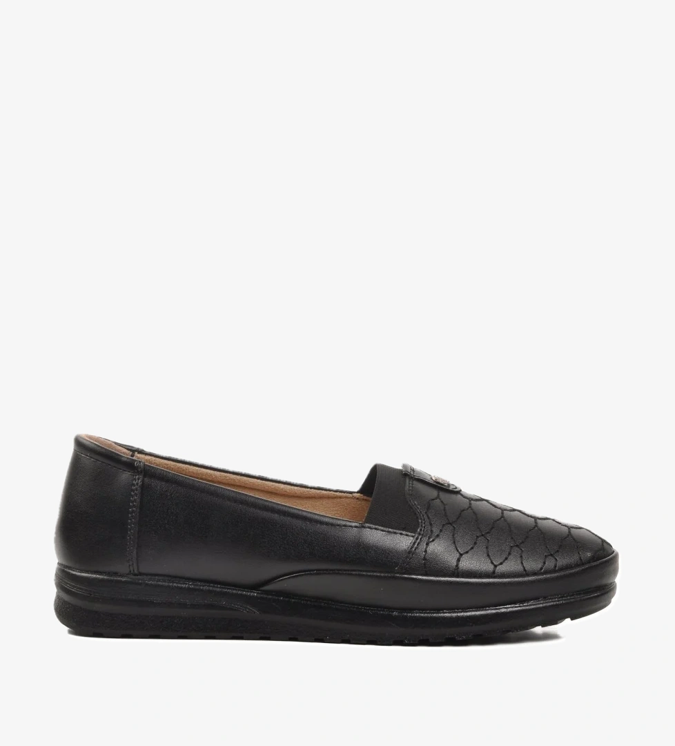 187 Siyah Hakiki Deri Kadın Günlük Ayakkabı - Görsel 1