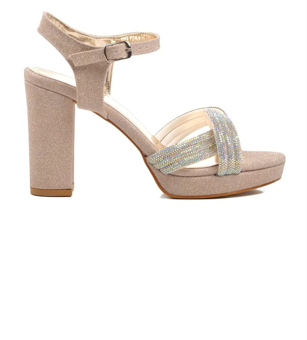 655325 Altın Kadın Topuklu Abiye Ayakkabı - Görsel 1