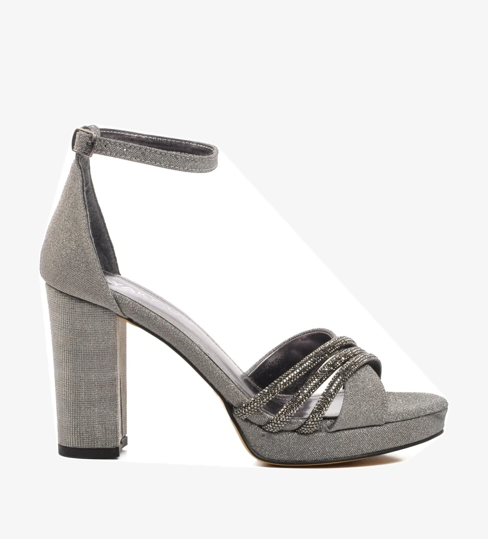 655328 Platin Kadın Topuklu Abiye Ayakkabı