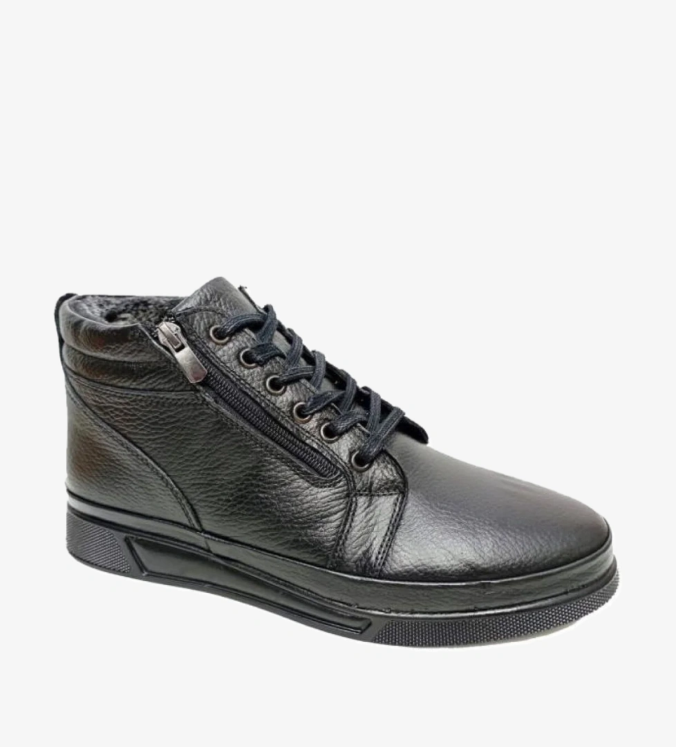 928 Hakiki Deri Kürklü Anatomik Erkek Bot - Görsel 1