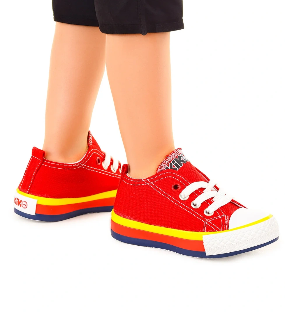 Tinna Bağcıklı Erkek Bebek Keten Spor Ayakkabı Kırmızı