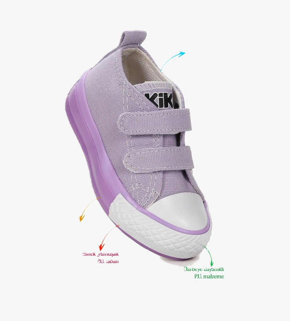 Linen Cırtlı Kız Bebek Keten Spor Ayakkabı Lila