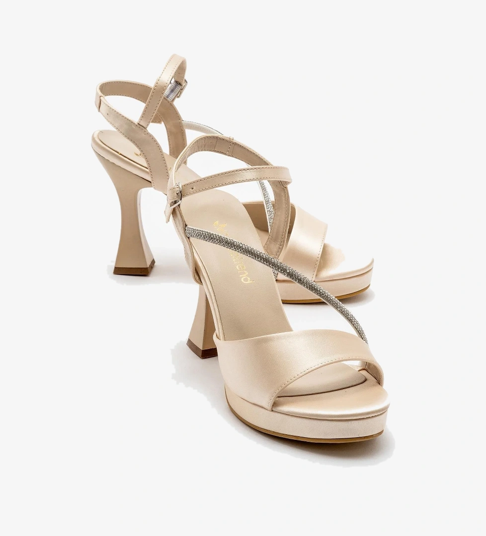 Kadın Taşlı Platform Topuklu Ayakkabı TEN SATEN