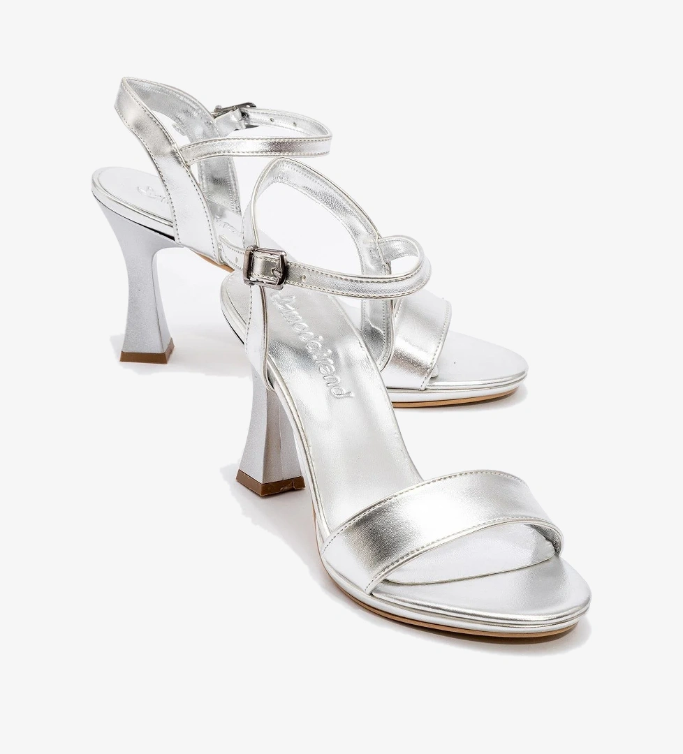 Kadın Tek Bantlı Topuklu Sandalet GÜMÜŞ ZRA