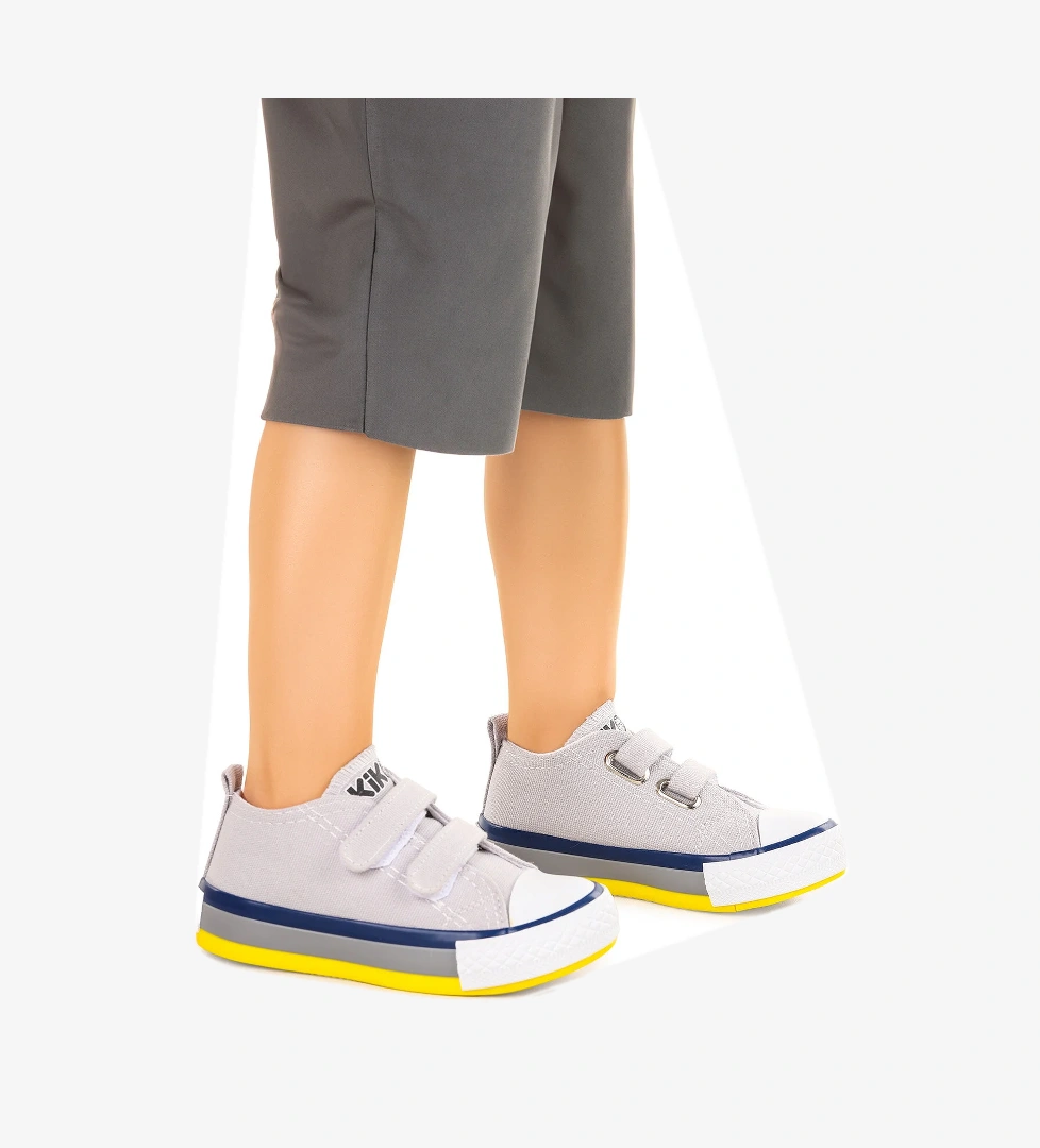 Linen Cırtlı Erkek Bebek Keten Spor Ayakkabı Gri