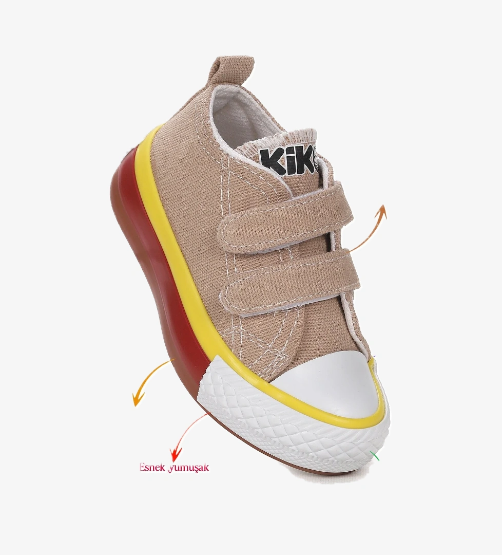 Linen Cırtlı Erkek Bebek Keten Spor Ayakkabı Bej