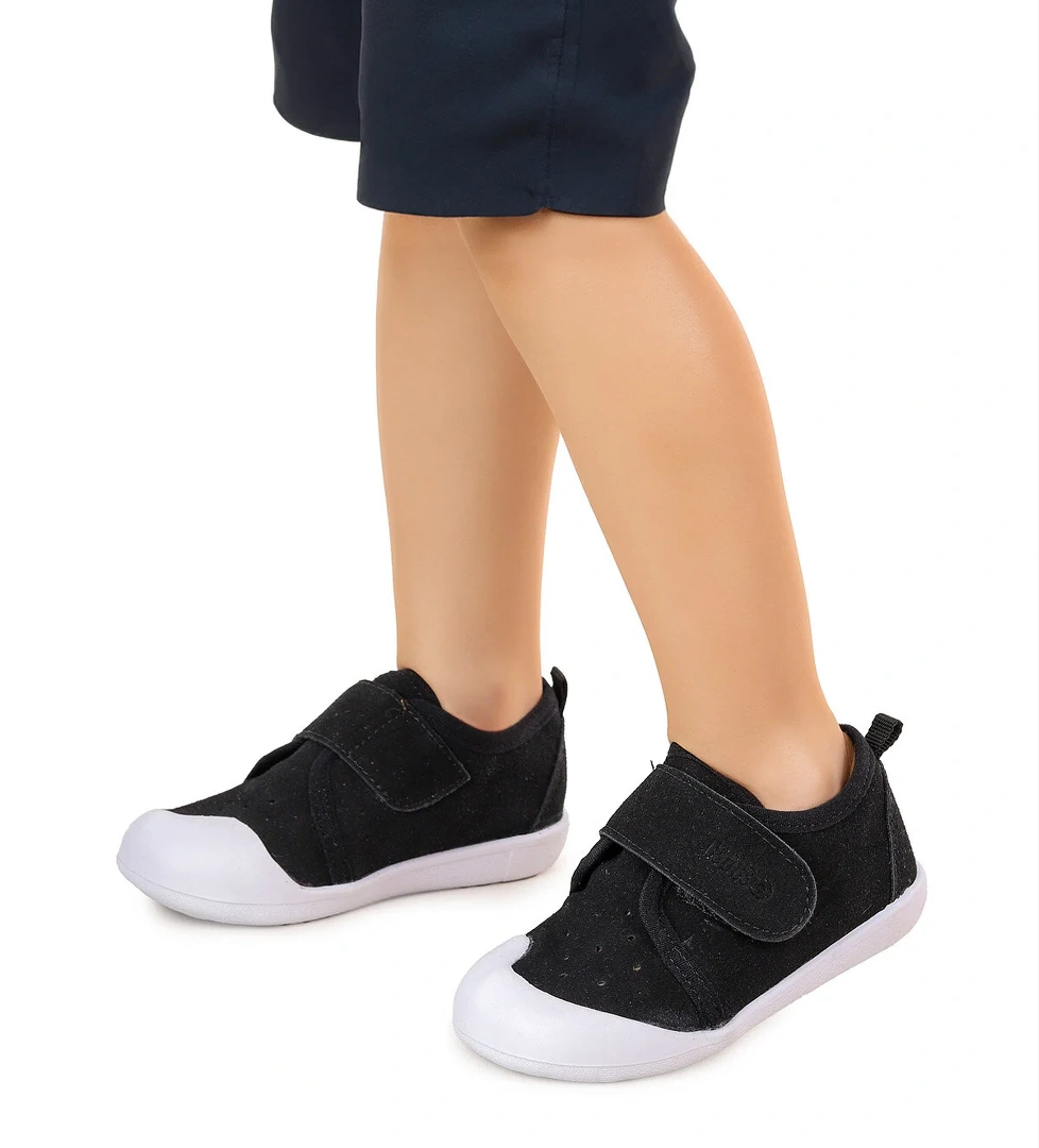 Daffy Cırtlı Erkek Bebek İlk Adım Ortopedik Günlük Ayakkabı Siyah