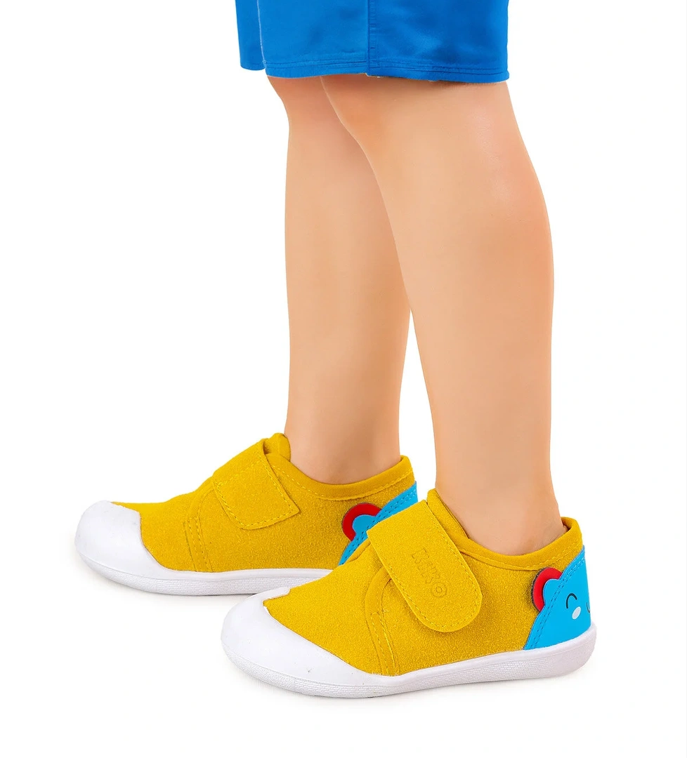 Catly Cırtlı Erkek Bebek İlk Adım Ortopedik Günlük Ayakkabı Sarı - Görsel 1