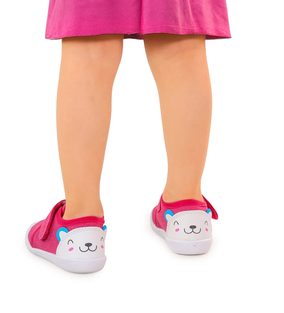 Catly Cırtlı Kız Bebek İlk Adım Ortopedik Günlük Ayakkabı Fuşya