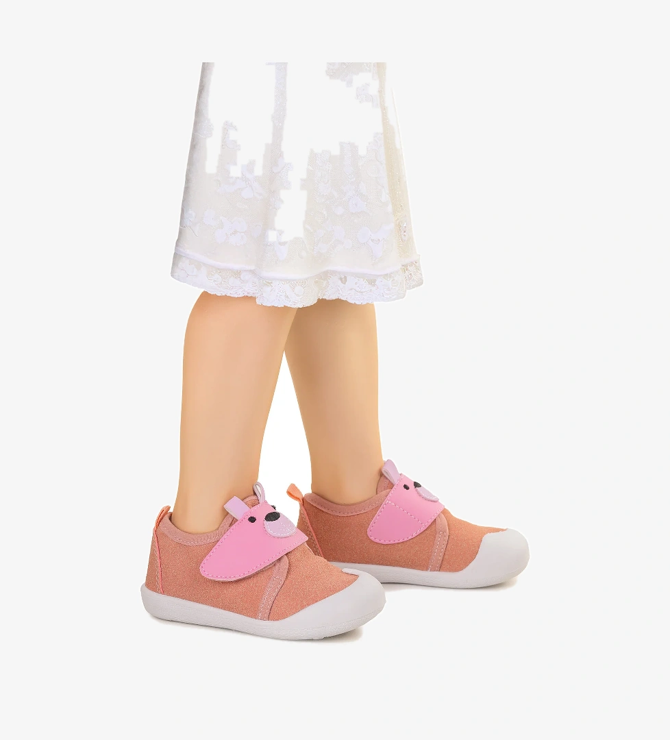 Winni Cırtlı Kız Bebek İlk Adım Ortopedik Günlük Ayakkabı Pudra