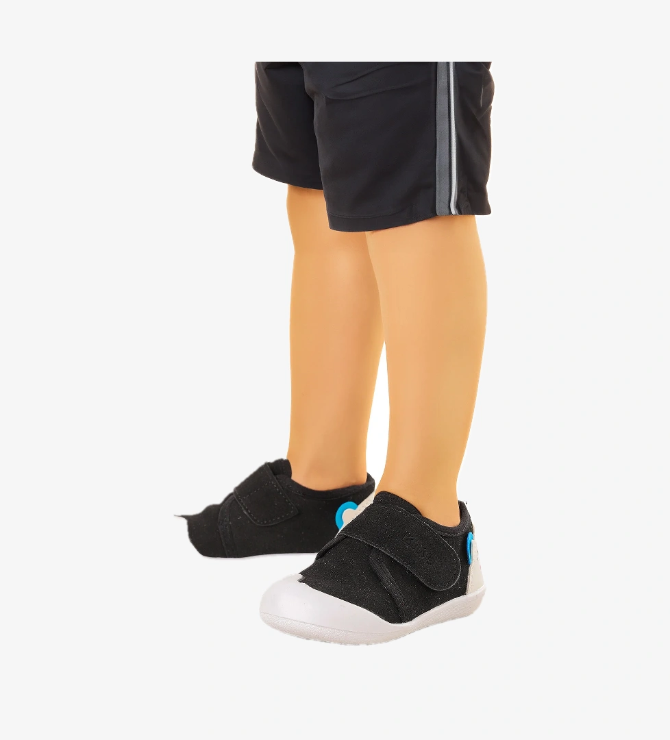 Catly Cırtlı Erkek Bebek İlk Adım Ortopedik Günlük Ayakkabı Siyah