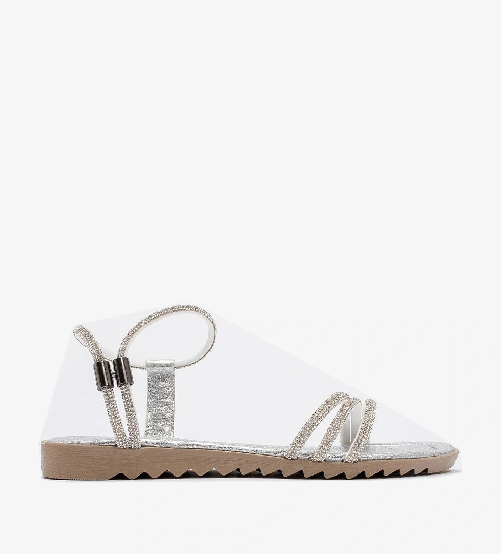 Kadın Taşlı Sandalet GÜMÜŞ