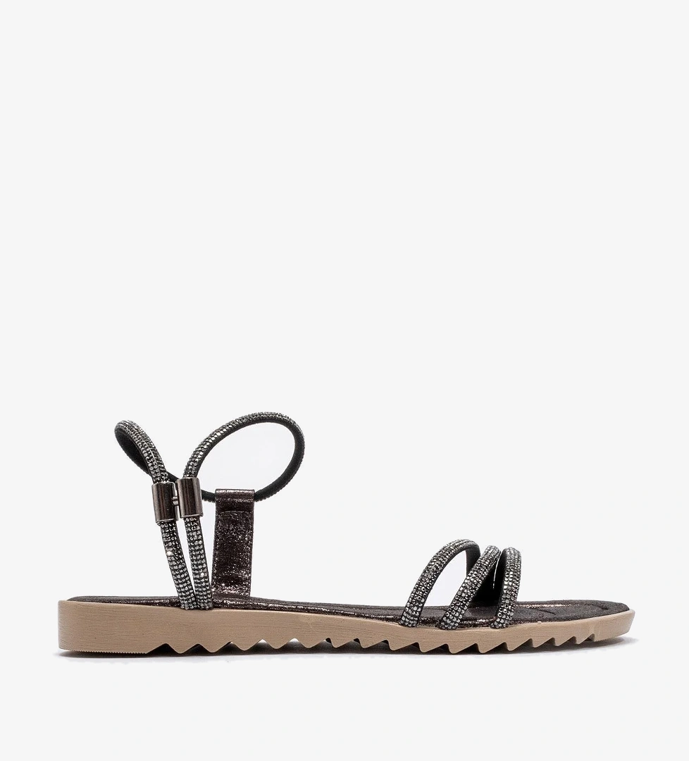 Kadın Taşlı Sandalet PLATİN