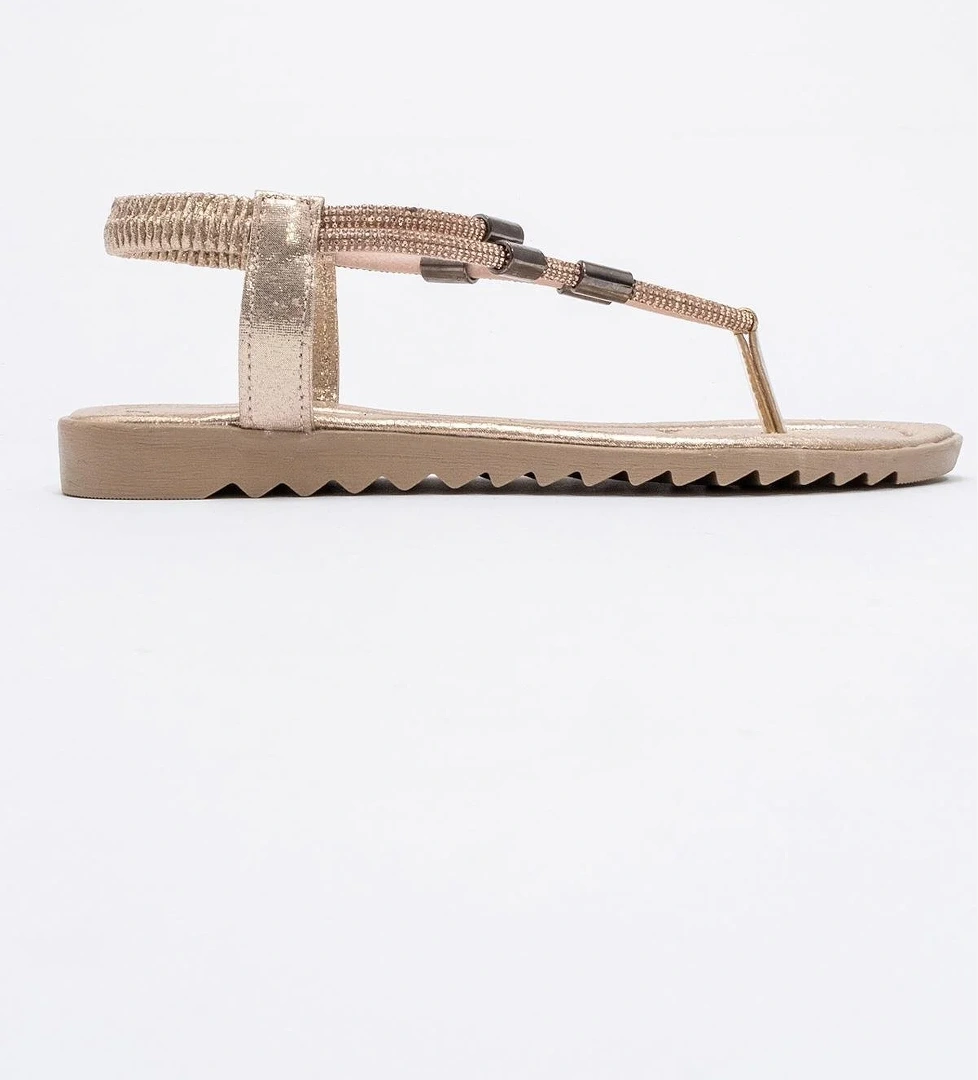 Kadın Taşlı Parmak Arası Sandalet BAKIR