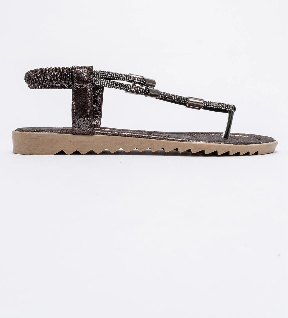 Kadın Taşlı Parmak Arası Sandalet PLATİN