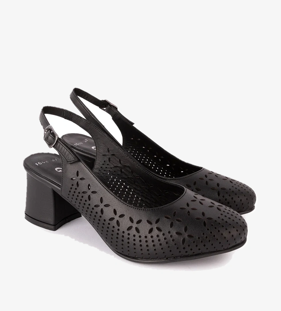 Gondol Hakiki Deri Lazer Kesim Şık Topuklu Ayakkabı şhn.1048