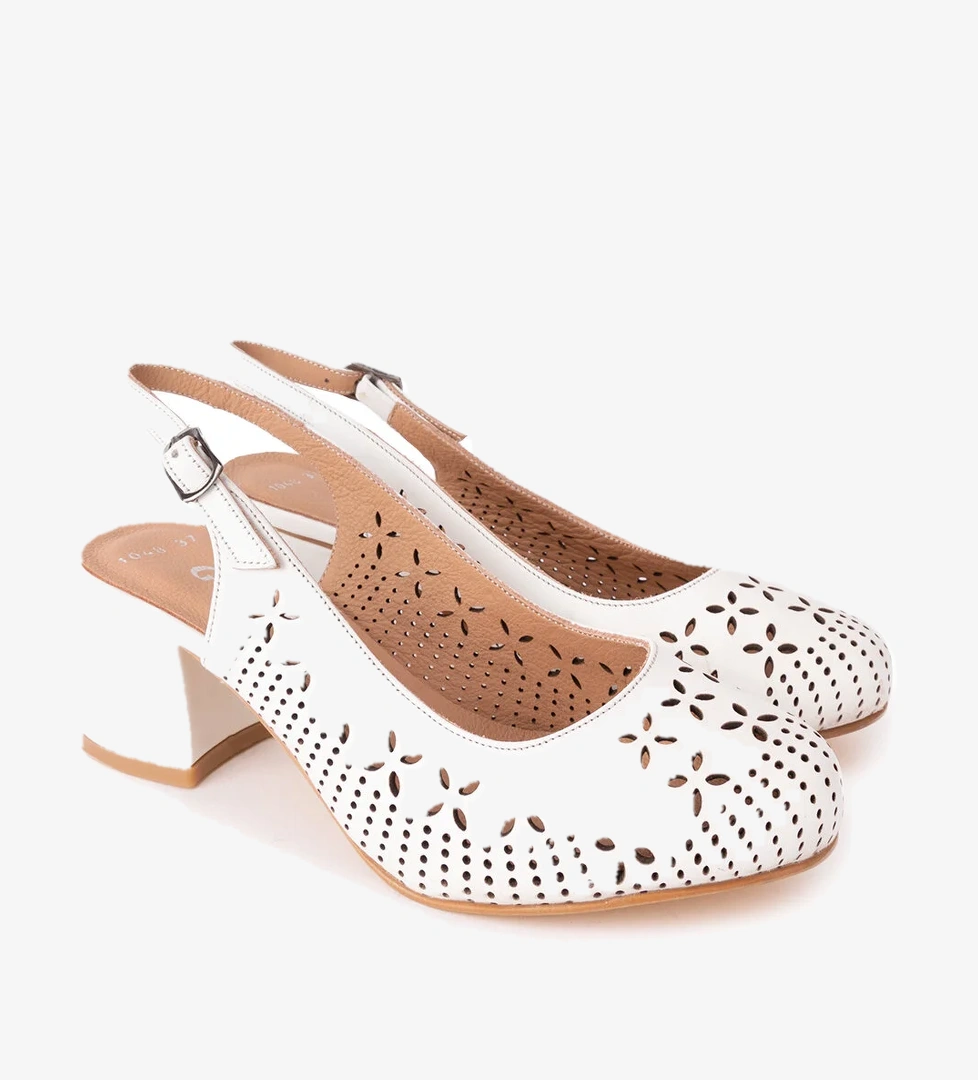 Gondol Hakiki Deri Lazer Kesim Şık Topuklu Ayakkabı şhn.1048 - Görsel 1