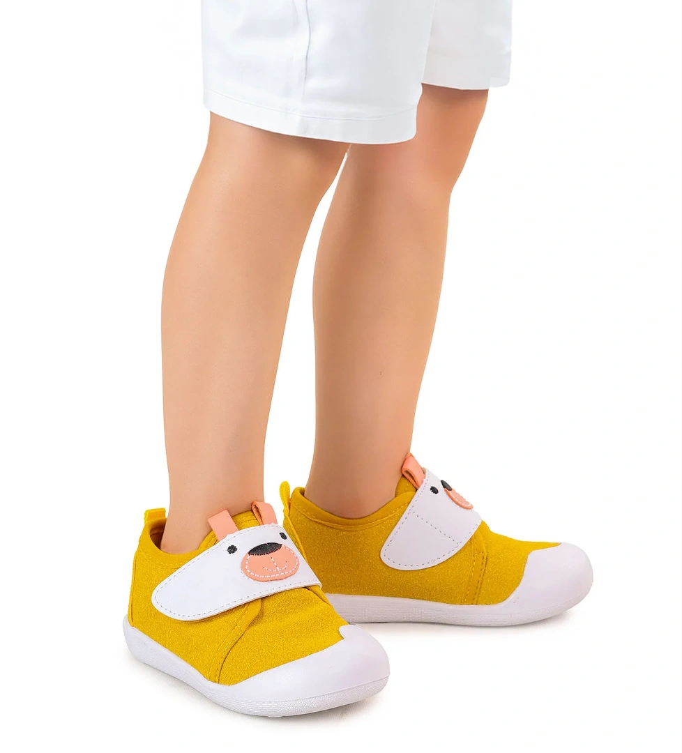 Winni Cırtlı Erkek Bebek İlk Adım Panduf Ayakkabı Sarı