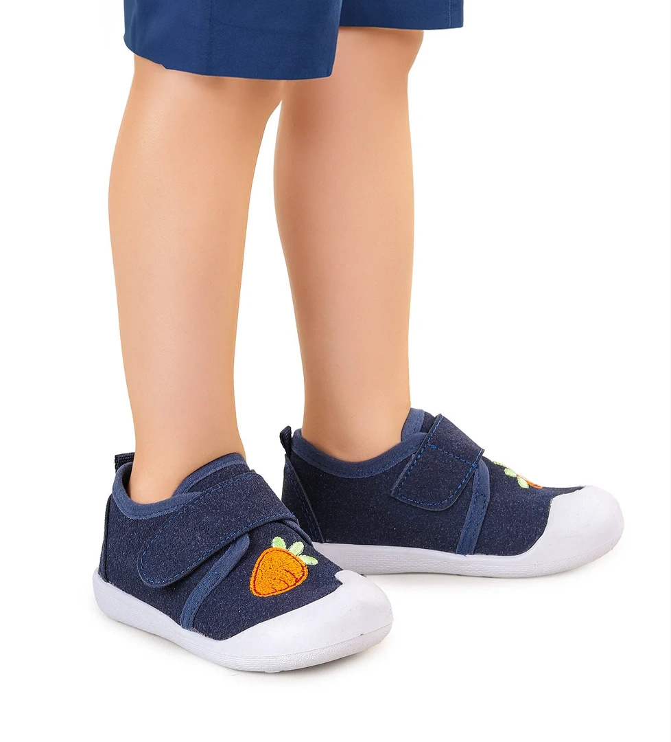 Strawberry Cırtlı Erkek Bebek İlk Adım Panduf Ayakkabı Lacivert