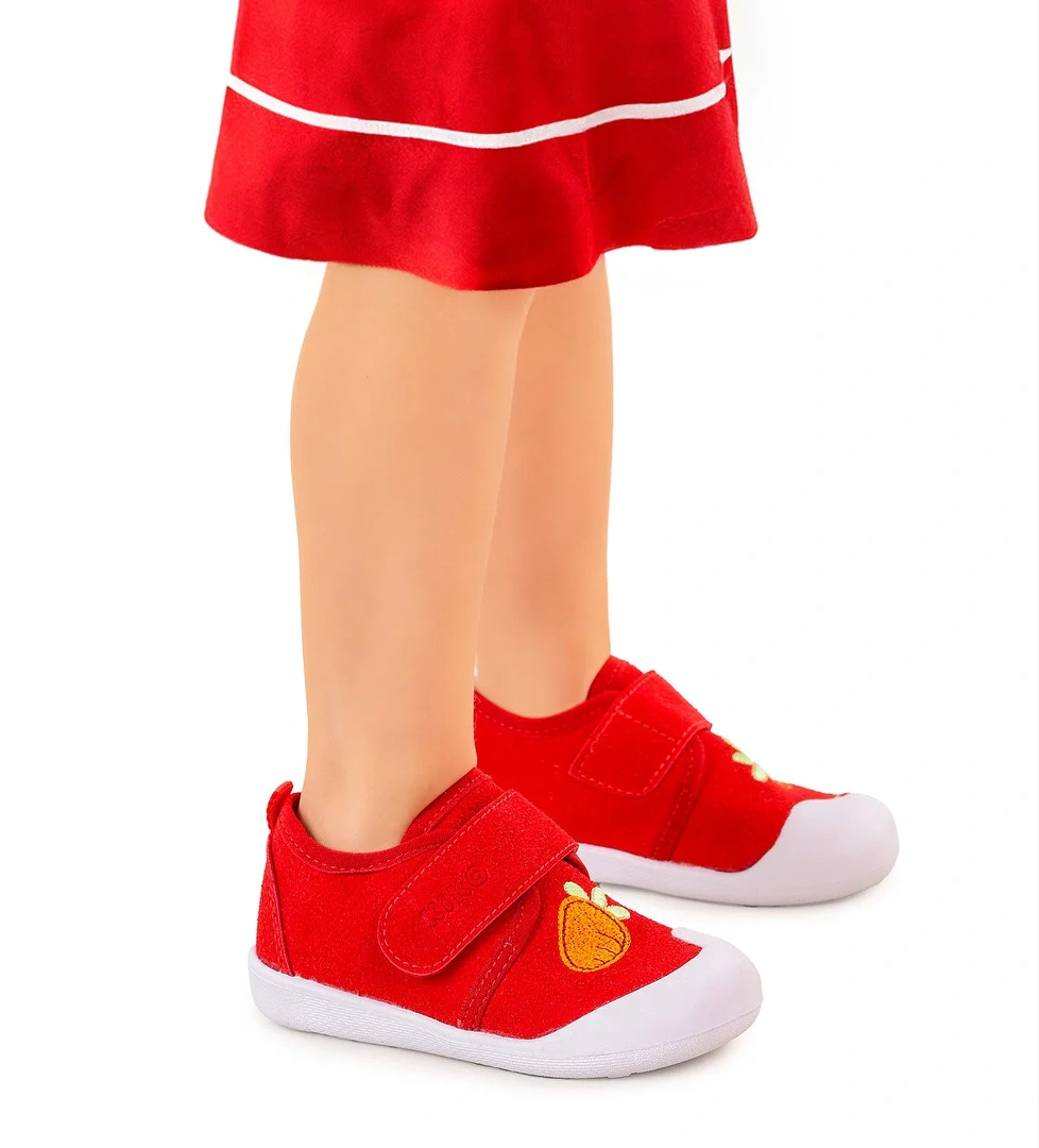 Strawberry Cırtlı Kız Bebek İlk Adım Panduf Ayakkabı Kırmızı