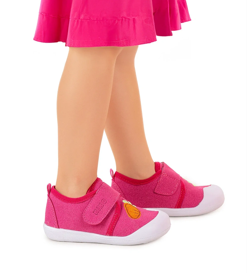 Strawberry Cırtlı Kız Bebek İlk Adım Panduf Ayakkabı Fuşya