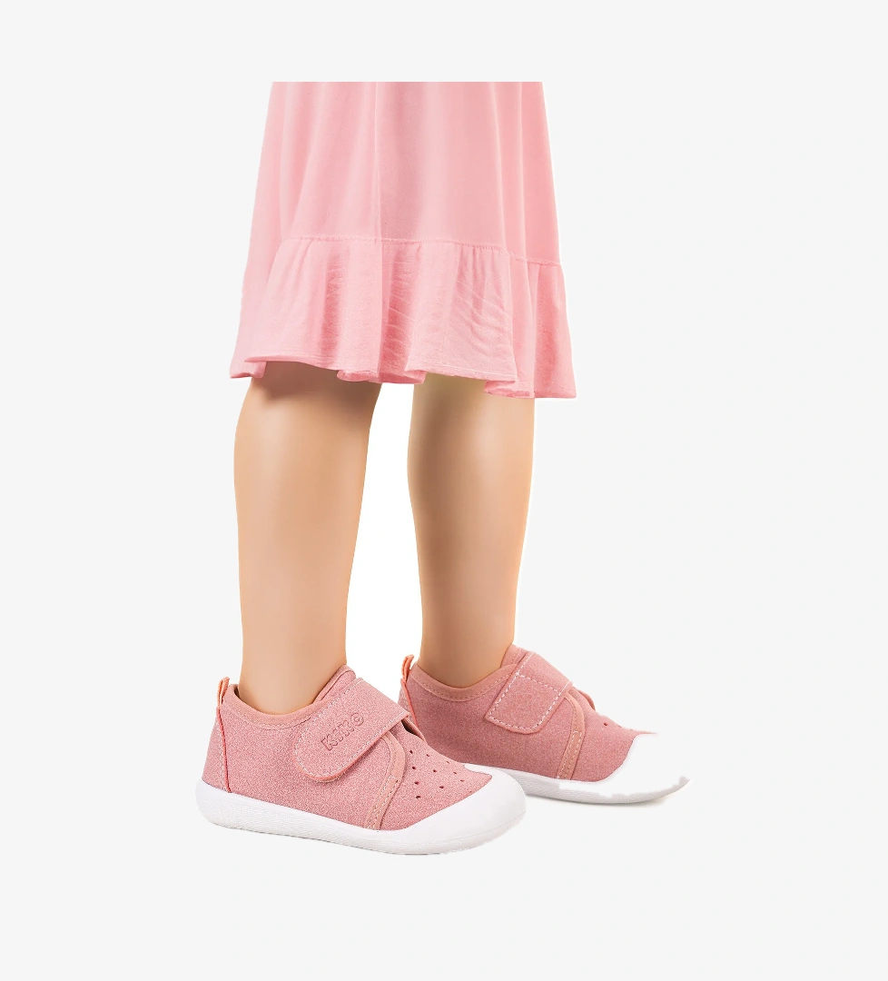 Daffy Cırtlı Kız Bebek İlk Adım Panduf Ayakkabı Pudra