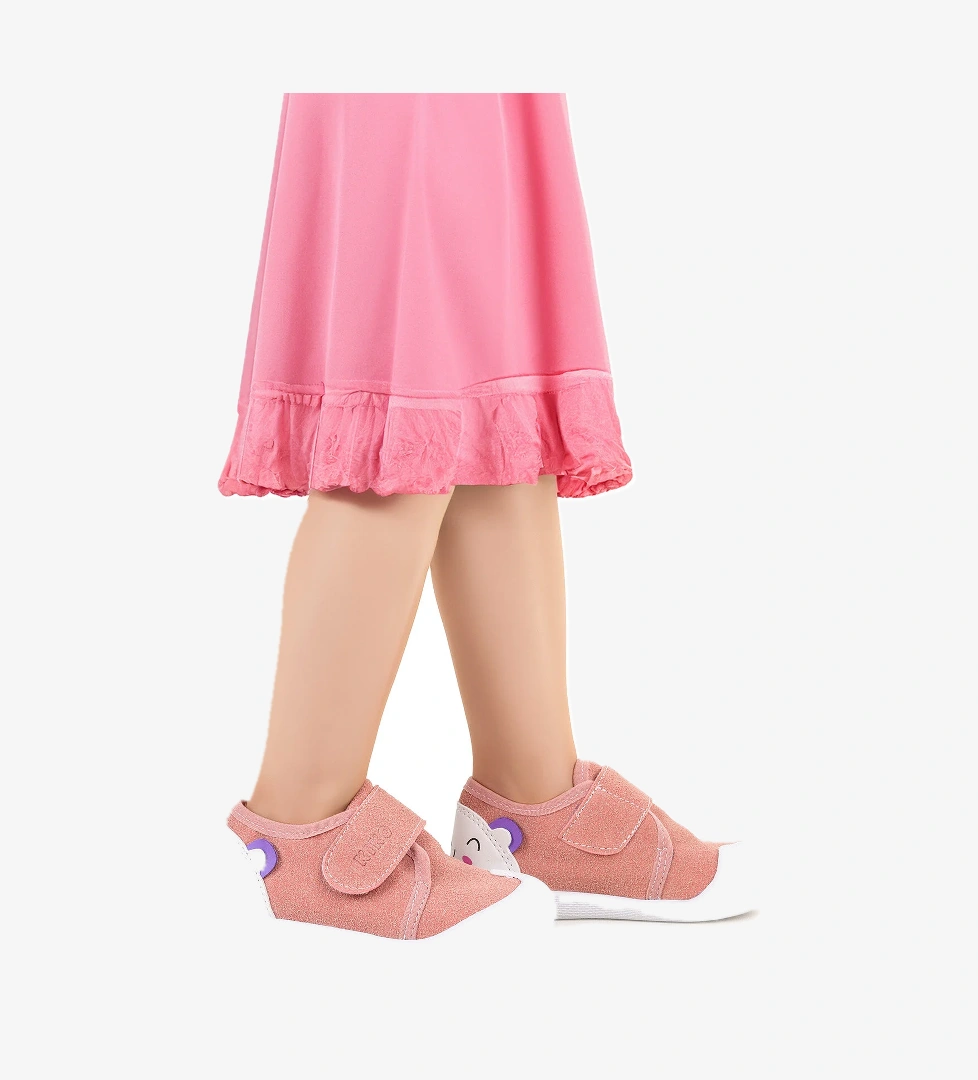 Catly Cırtlı Kız Bebek İlk Adım Panduf Ayakkabı Pudra