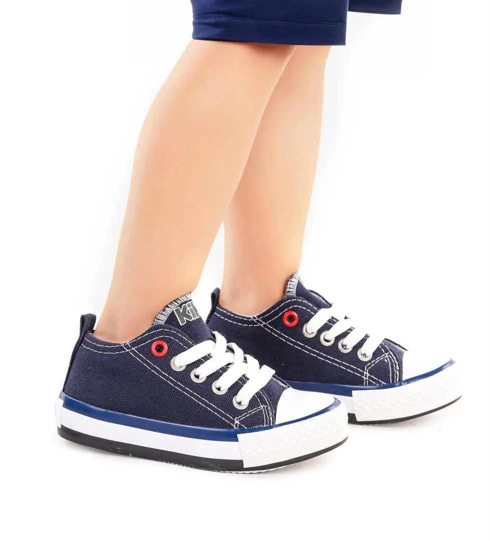 Tinna Bağcıklı Erkek Bebek Keten Spor Ayakkabı Lacivert - Görsel 1