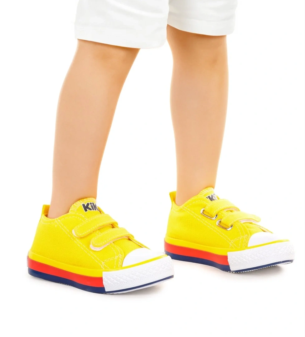 Linen Cırtlı Erkek Bebek Keten Spor Ayakkabı Sarı - Görsel 1