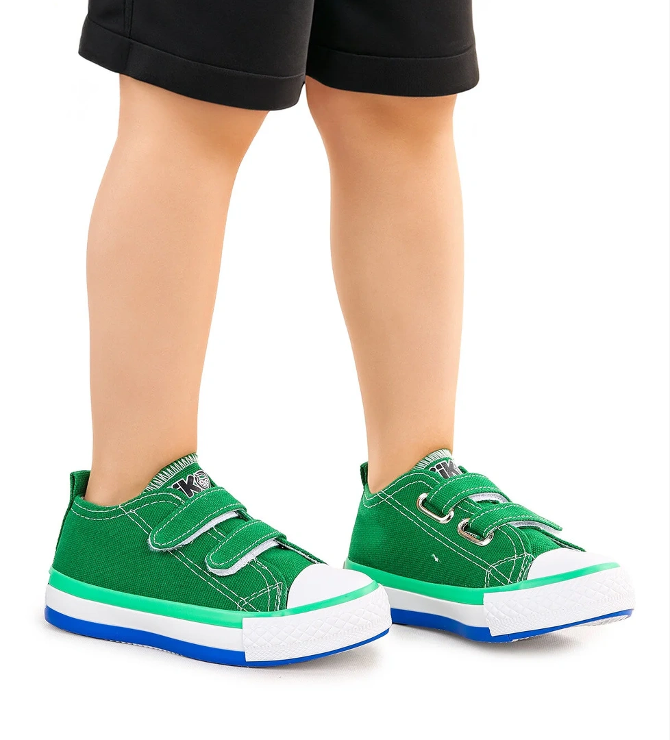 Linen Cırtlı Erkek Bebek Keten Spor Ayakkabı Yeşil - Görsel 1