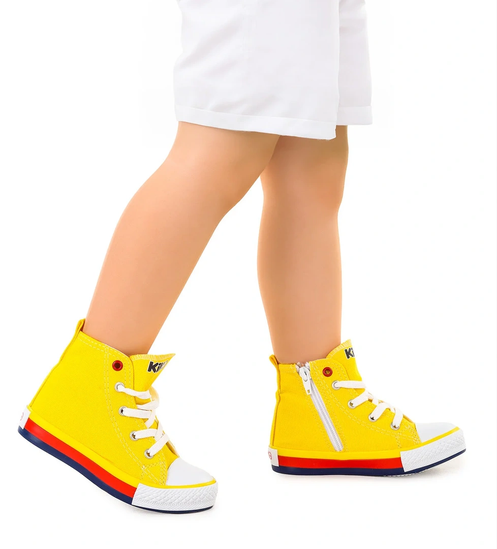 Tinna Bağcıklı Erkek Çocuk Boğazlı Keten Spor Ayakkabı Sarı