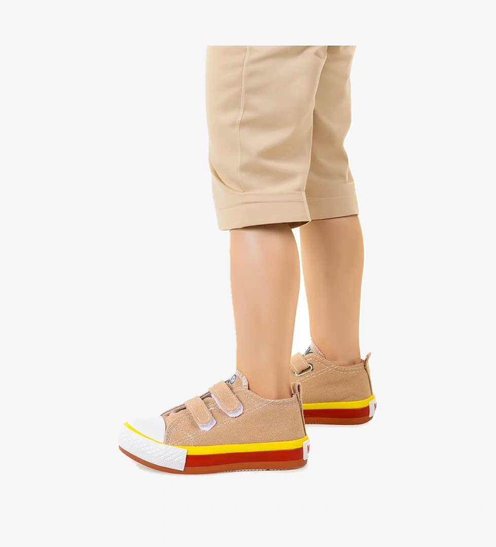 Linen Cırtlı Erkek Bebek Keten Spor Ayakkabı Bej