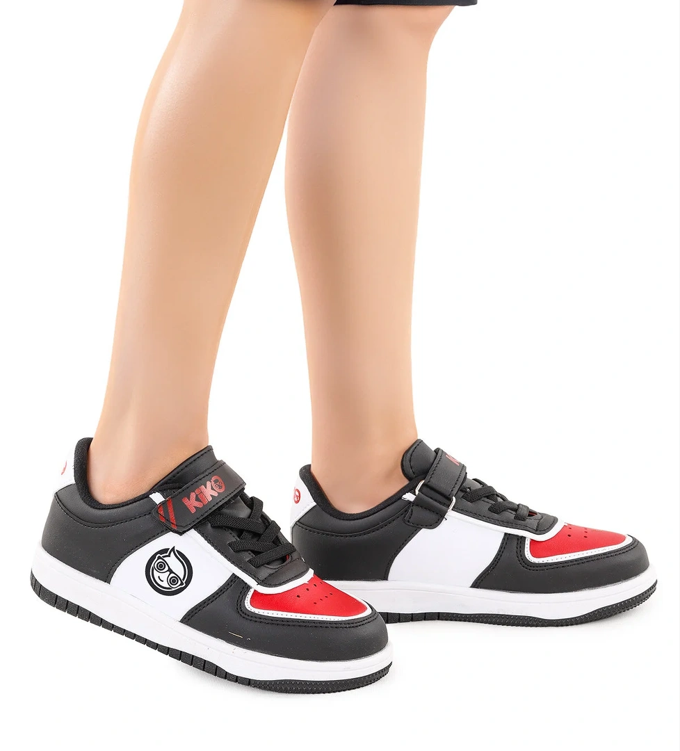 Retka Cırtlı Günlük Erkek Çocuk Spor Ayakkabı Siyah - Beyaz - Kırmızı