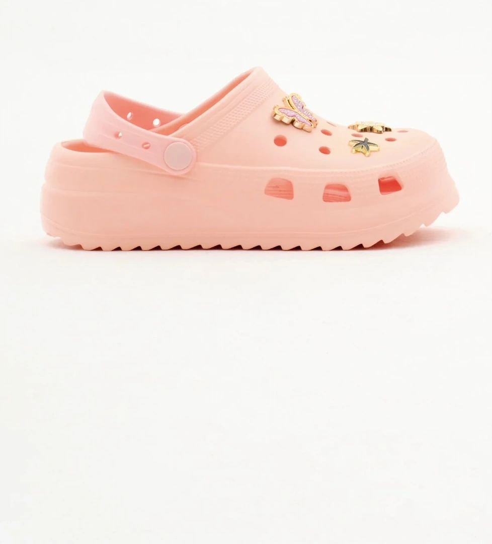 Kız Çocuk Pudra Önü Aksesuarlı Yüksek Taban Eva Sandalet - Görsel 1