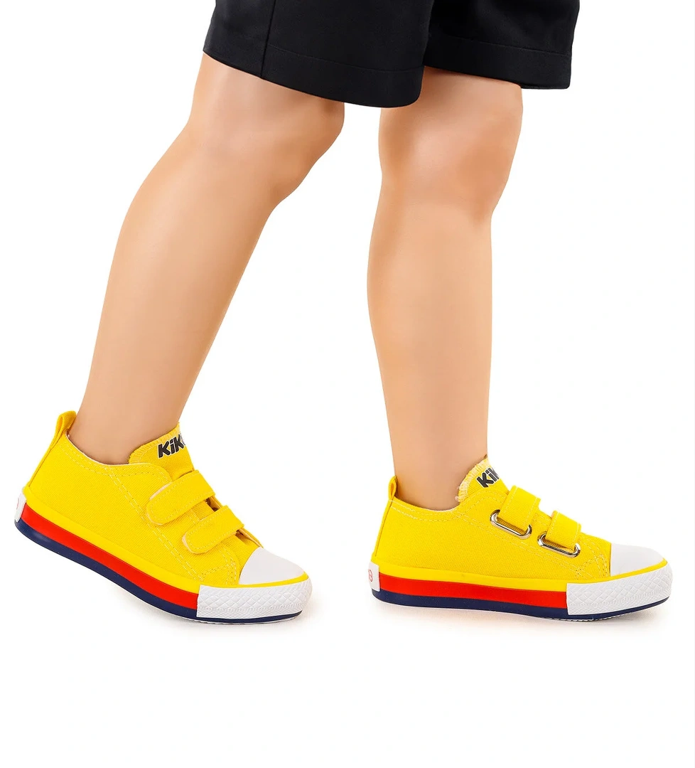 Linen Cırtlı Erkek Çocuk Keten Spor Ayakkabı Sarı - Görsel 1