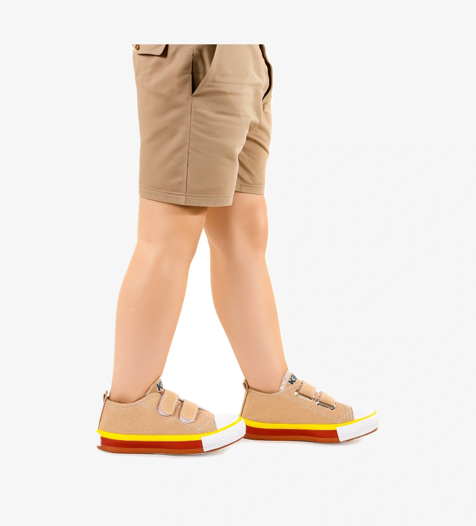 Linen Cırtlı Erkek Çocuk Keten Spor Ayakkabı Bej