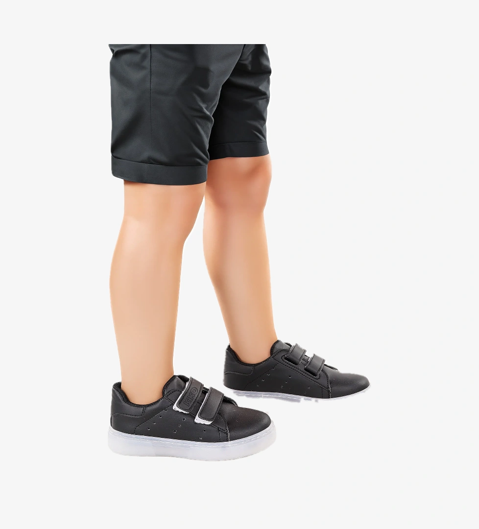 Royzo Cırtlı Işıklı Erkek Çocuk Spor Ayakkabı Siyah