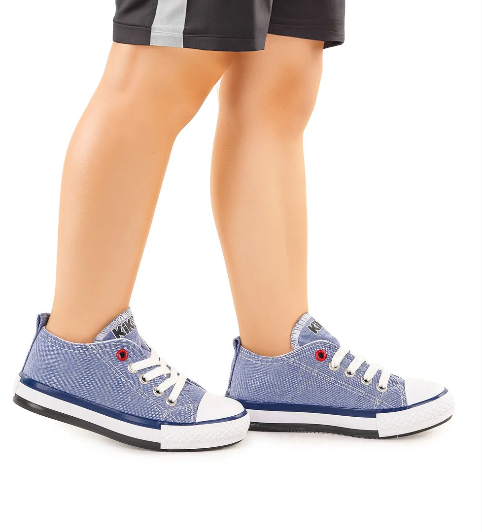 Tinna Bağcıklı Erkek Çocuk Keten Spor Ayakkabı Kot Mavi