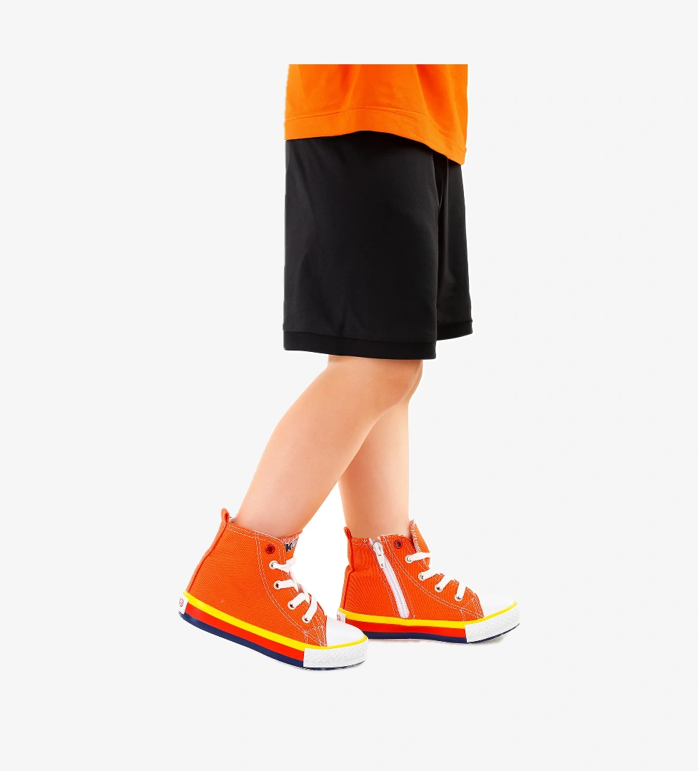 Tinna Bağcıklı Erkek Çocuk Boğazlı Keten Spor Ayakkabı Turuncu