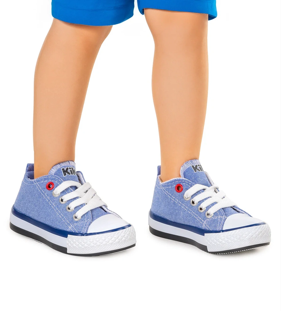 Tinna Bağcıklı Erkek Bebek Keten Spor Ayakkabı Kot Mavi