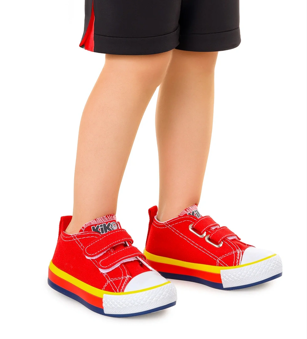 Linen Cırtlı Erkek Bebek Keten Spor Ayakkabı Kırmızı