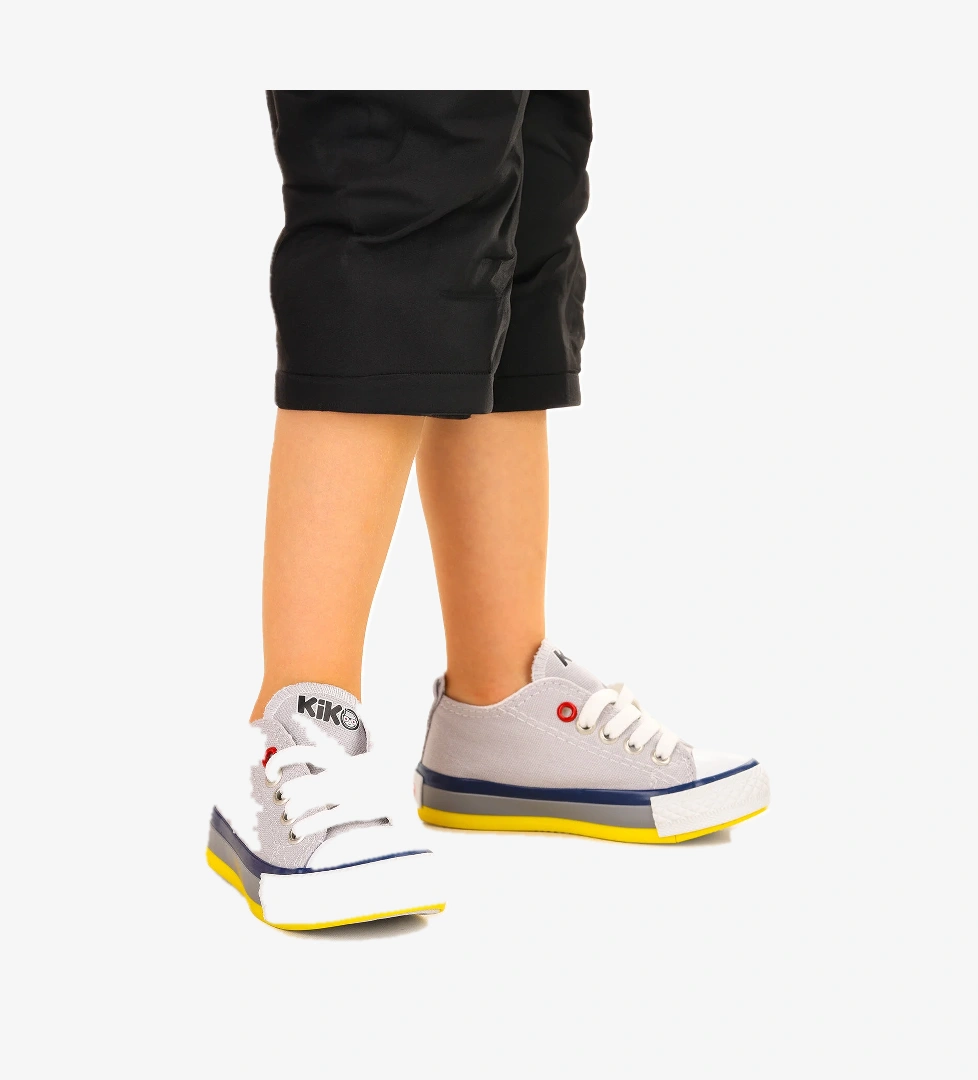 Tinna Bağcıklı Erkek Bebek Keten Spor Ayakkabı Gri - Görsel 1